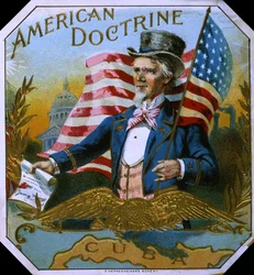 Etichetta della scatola di sigari American Doctrine, c.1890s